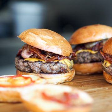 Meadow beef Burgers from cattle reared at our farms in Lancashire